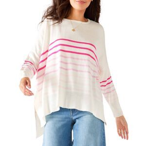 MERSEA Armour Sweater Womens One Size Oversized Pink Stripe Heart Elbow Patch